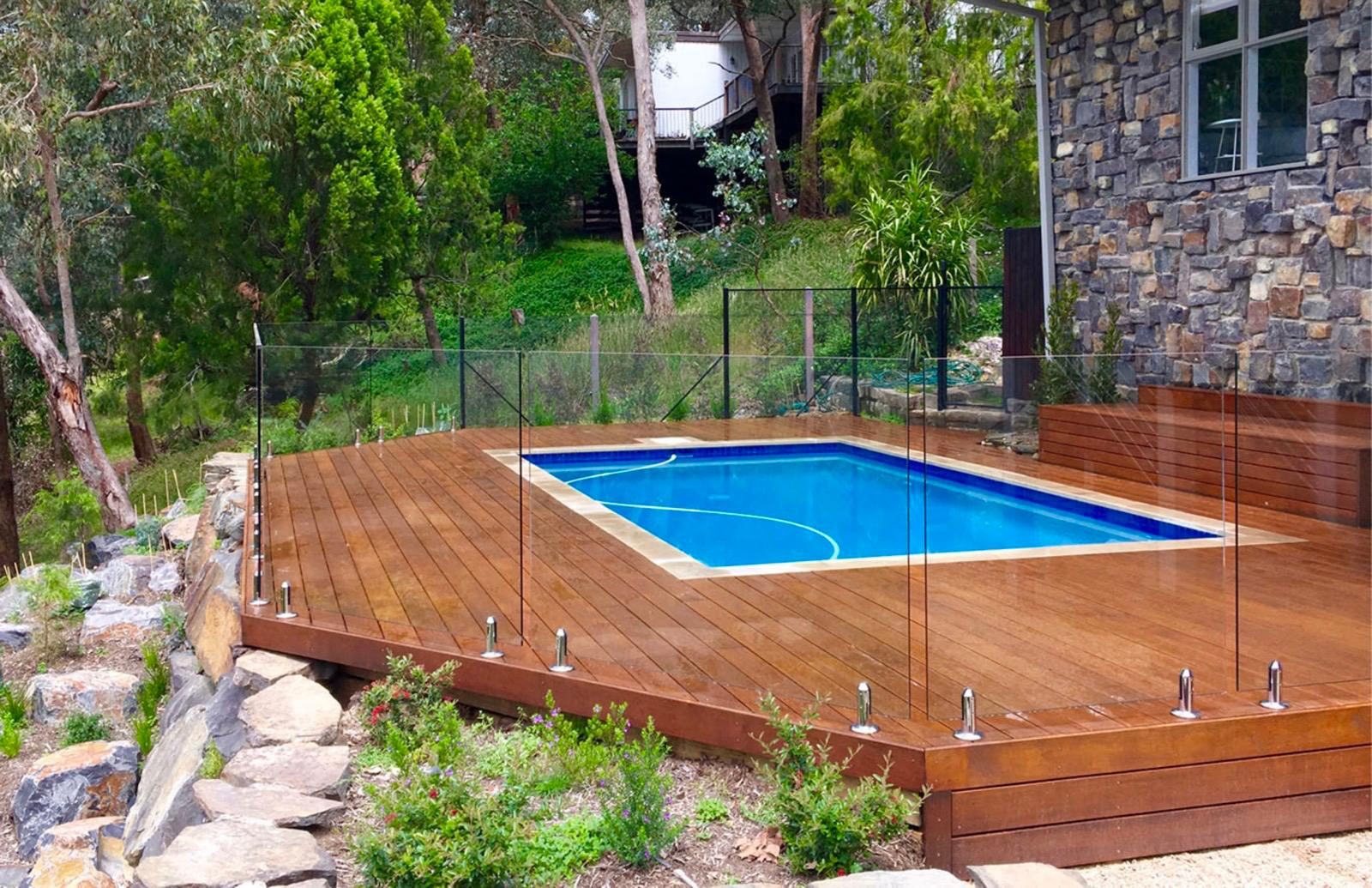 Outdoor building, timber pool deck built by Eden